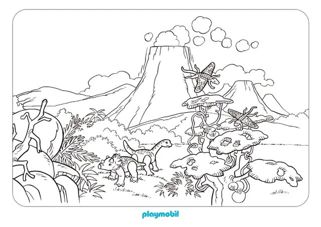 Coloriage Playmobil Dinosaures - Playmobil à imprimer