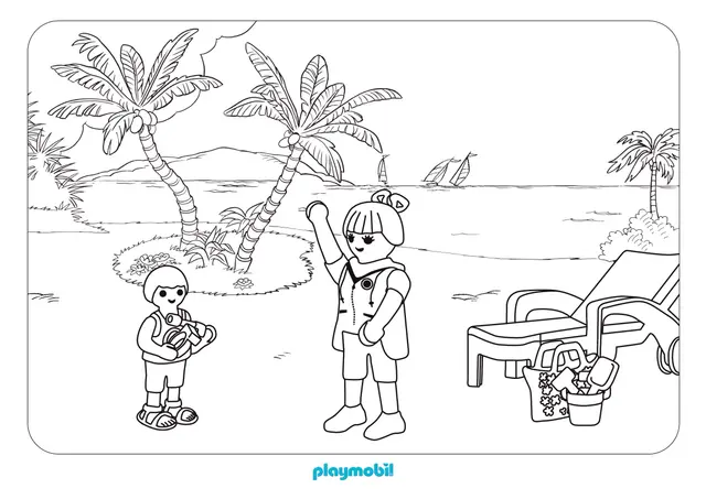 Coloriage Playmobil En Vacance - Playmobil à imprimer