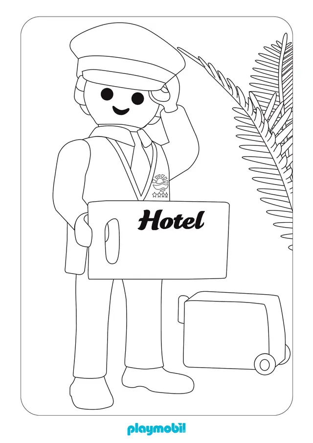 Coloriage Playmobil Hotel - Playmobil à imprimer