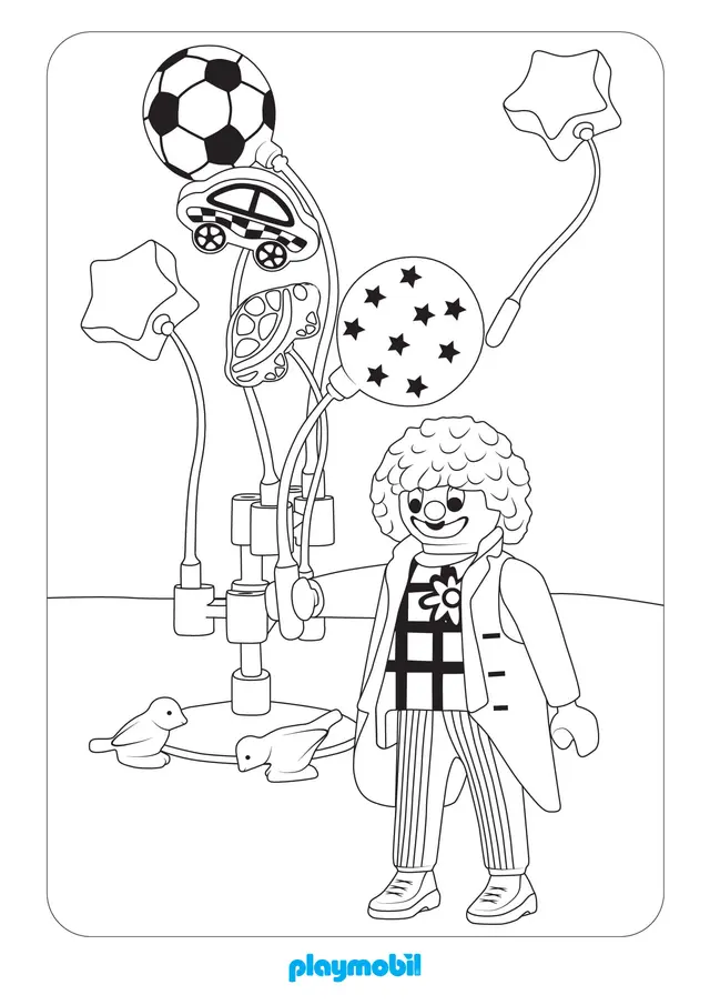 Coloriage Fête Foraine Playmobil avec attractions - Playmobil à imprimer