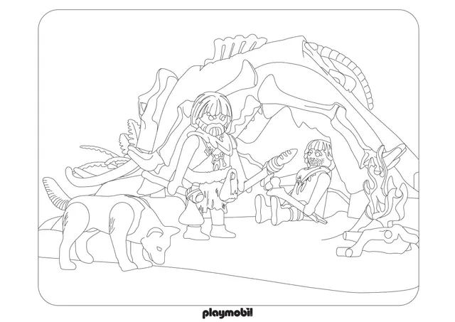 Coloriage Playmobil La Prehistoire - Playmobil à imprimer