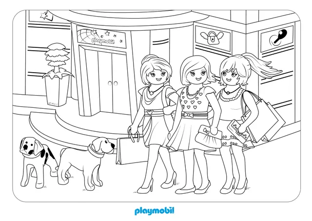 Coloriage Le Grand Magasin Playmobil avec figurines - Playmobil à imprimer