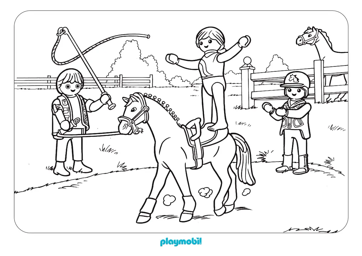 Dibujo de Playmobil practica en el circo para colorear