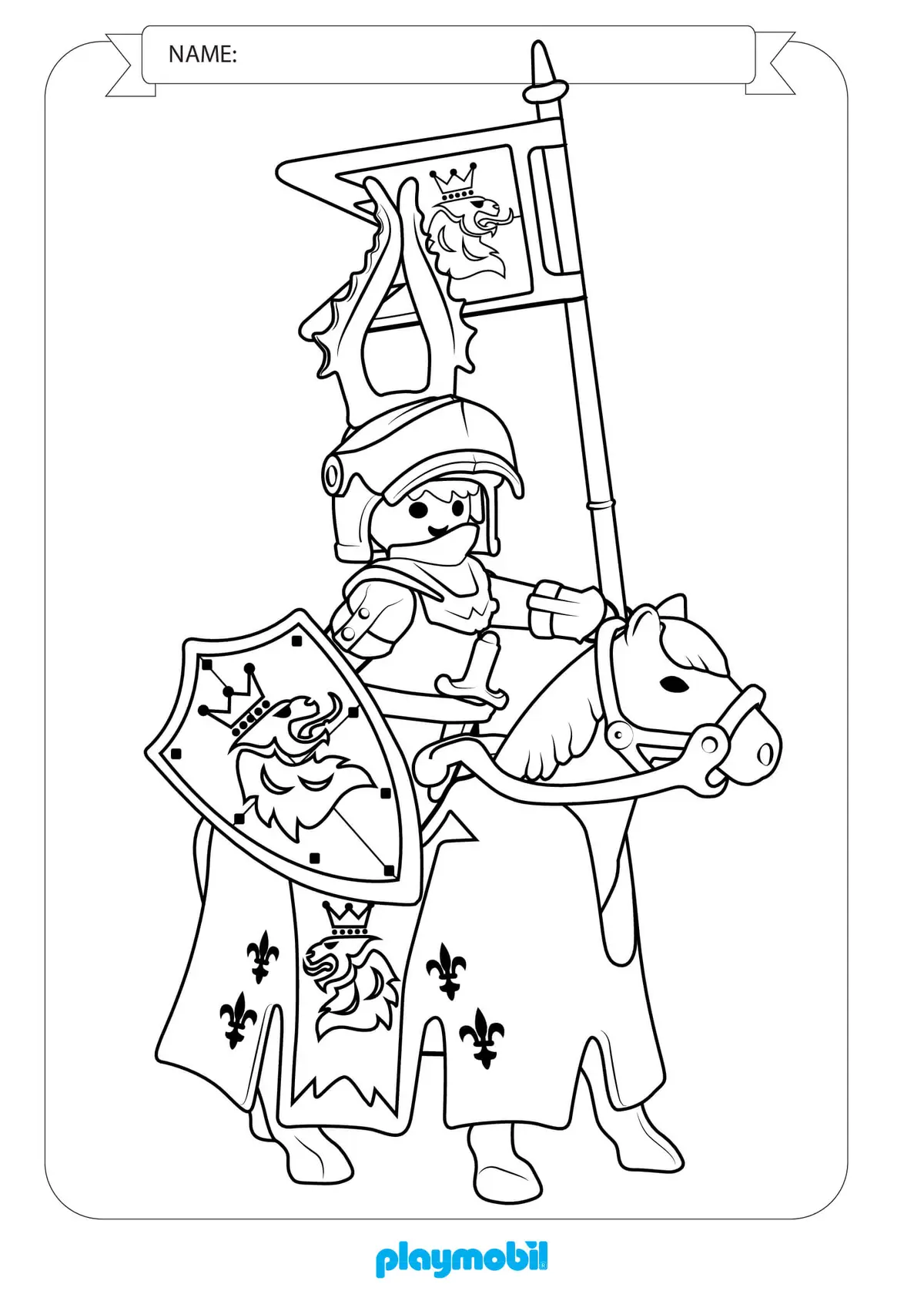 Dibujo de Playmobil Caballero a Caballo para colorear