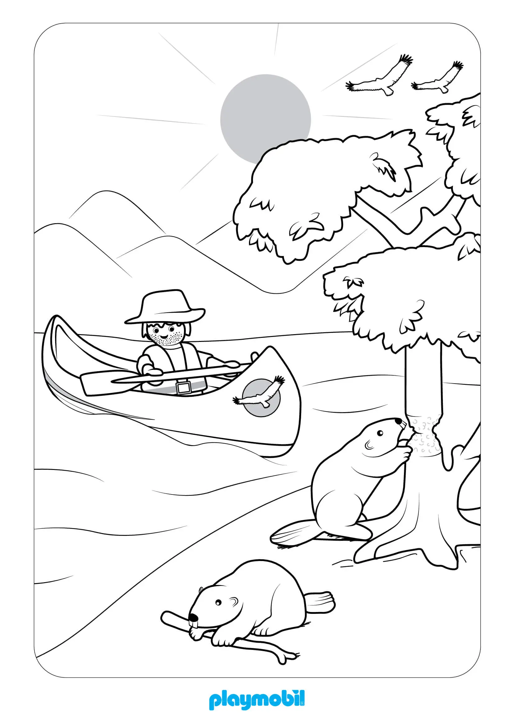 Coloriage Playmobil Sur Un Lac - Playmobil à imprimer