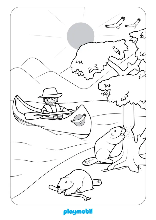 Coloriage Playmobil Sur Un Lac - Playmobil à imprimer