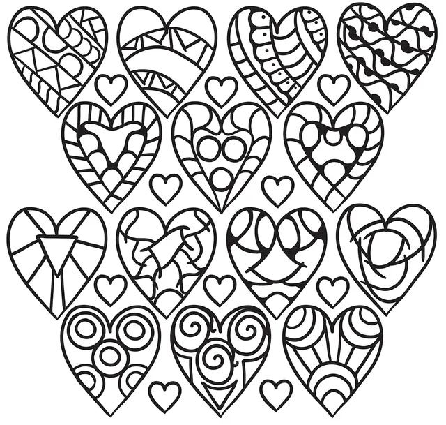 Coloriage Plusieurs Cœurs Avec Diverses Formes - Coeur à imprimer