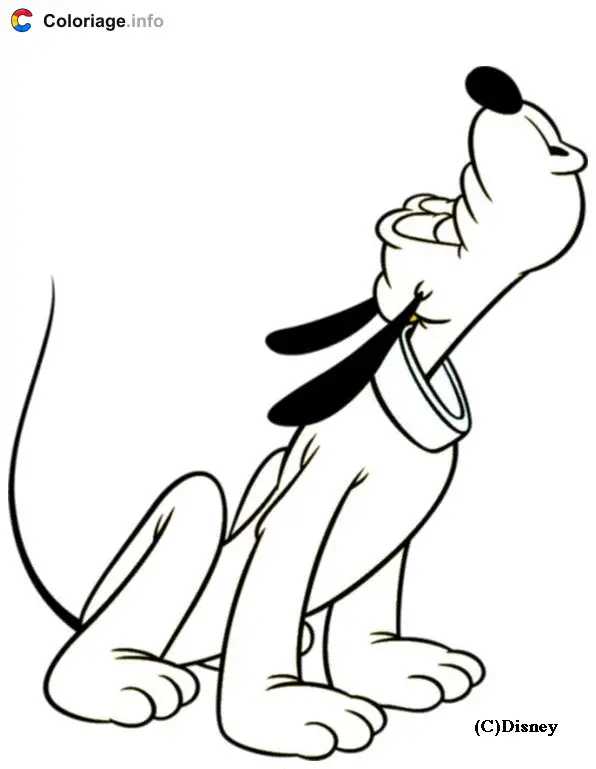 Pluto Barking coloring page to print