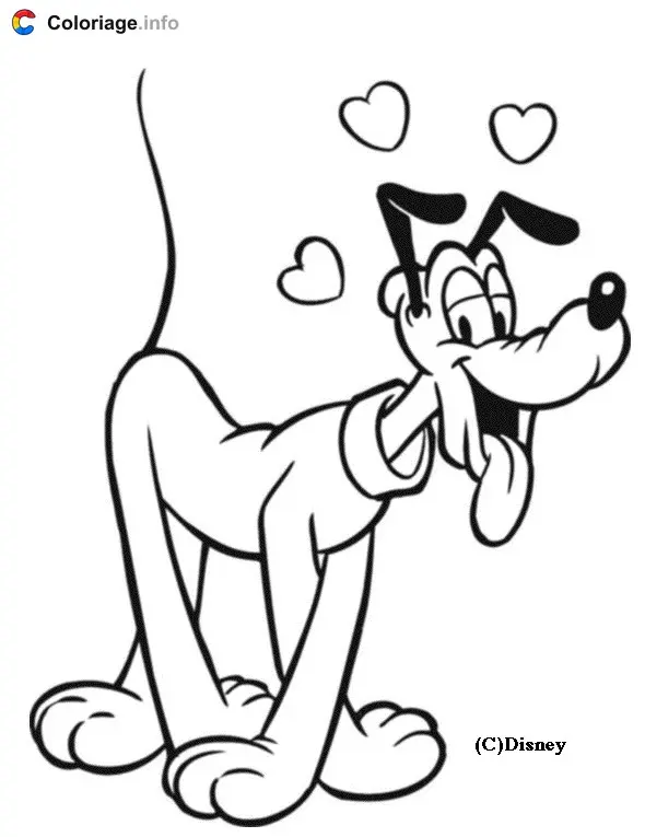 Pluto in Love coloring page to print