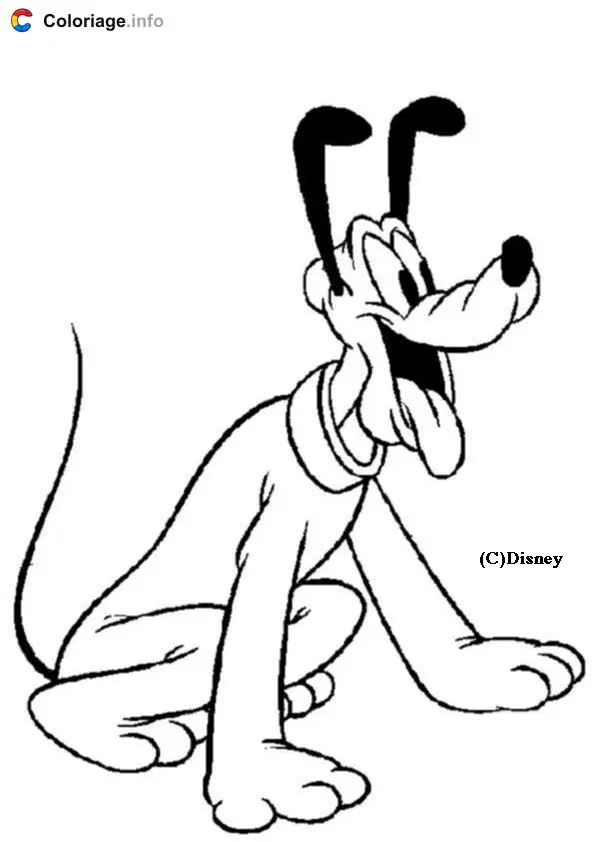 Sitting Pluto coloring page to print