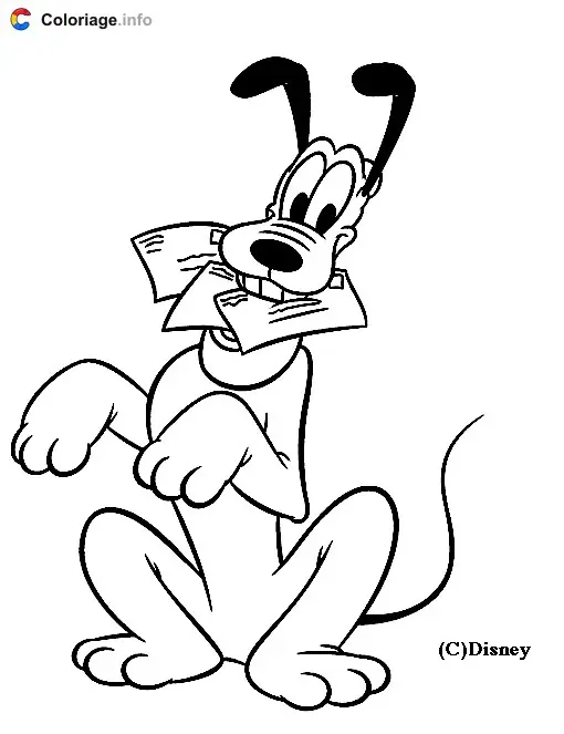 Pluto with Disney Letters coloring page to print