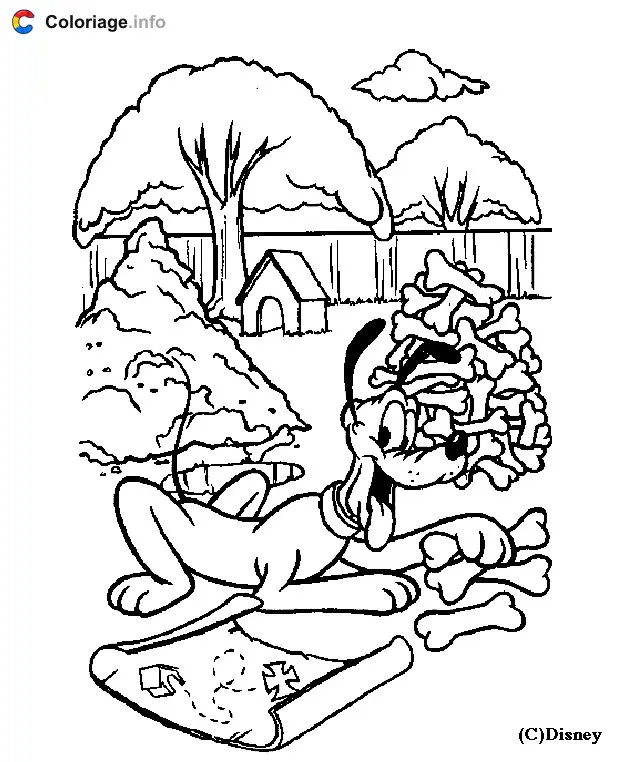 Pluto with Lots of Bones coloring page to print