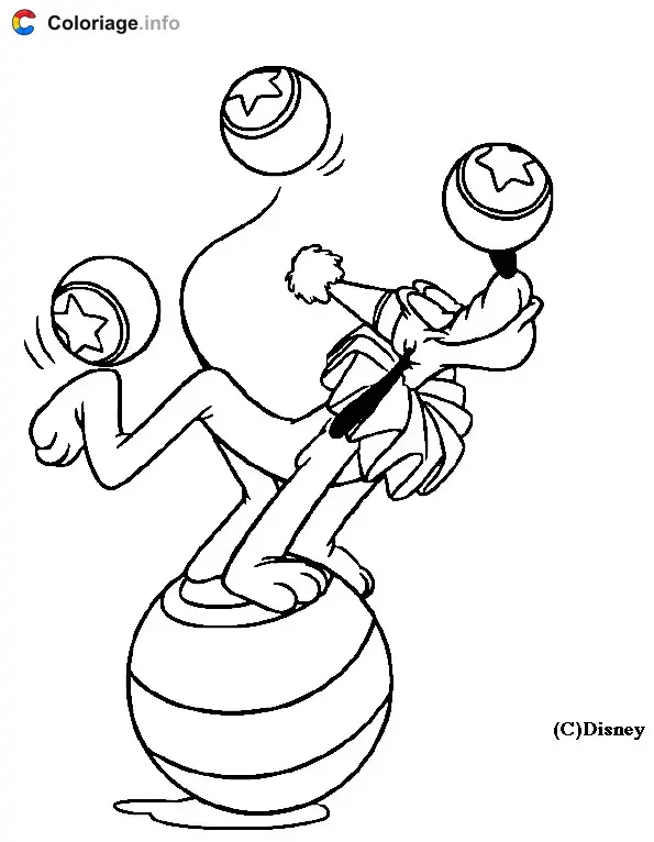 Pluto the Juggling Acrobat coloring page to print