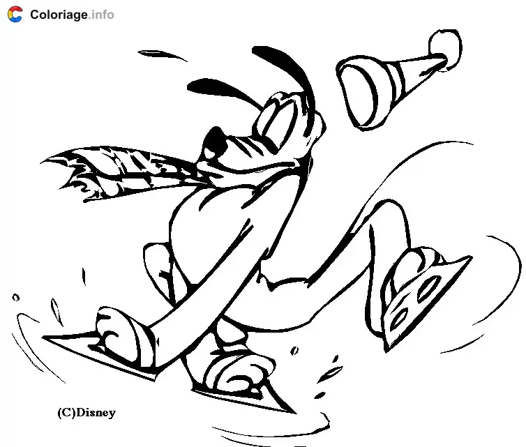 Pluto Ice Skating coloring page to print