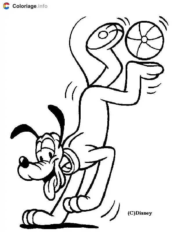 Pluto Playing Ball coloring page to print