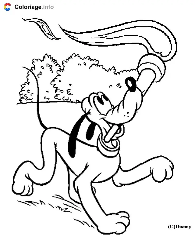 Coloriage Pluto porte la flamme olympique Disney - Pluto à imprimer