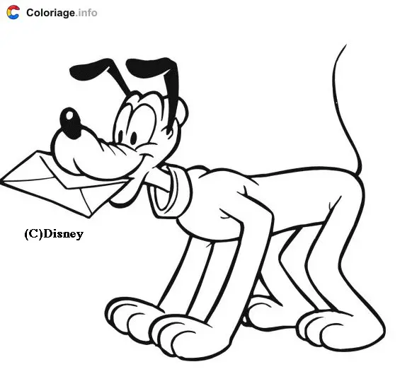Pluto Holding a Letter coloring page to print