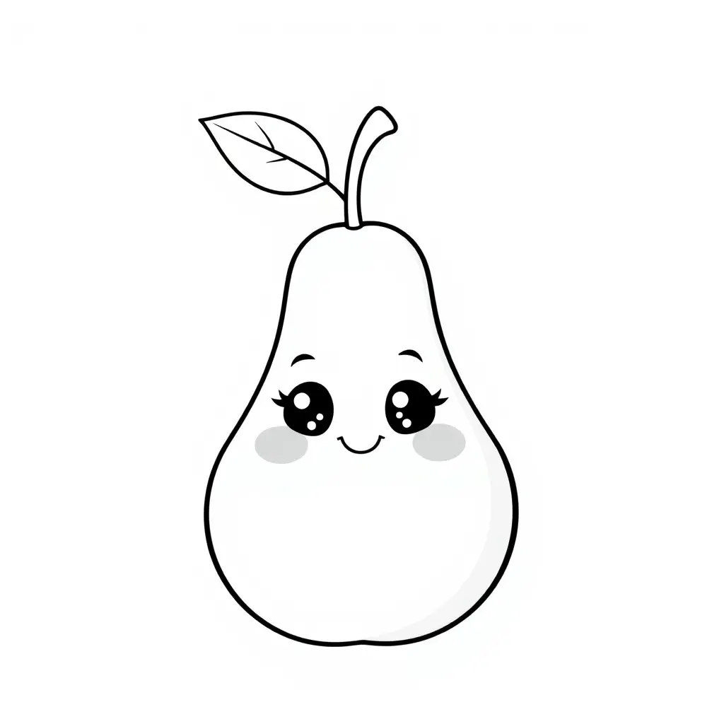 Coloriage Poire 2 Fruit Kawaii - Kawaii fruits à imprimer