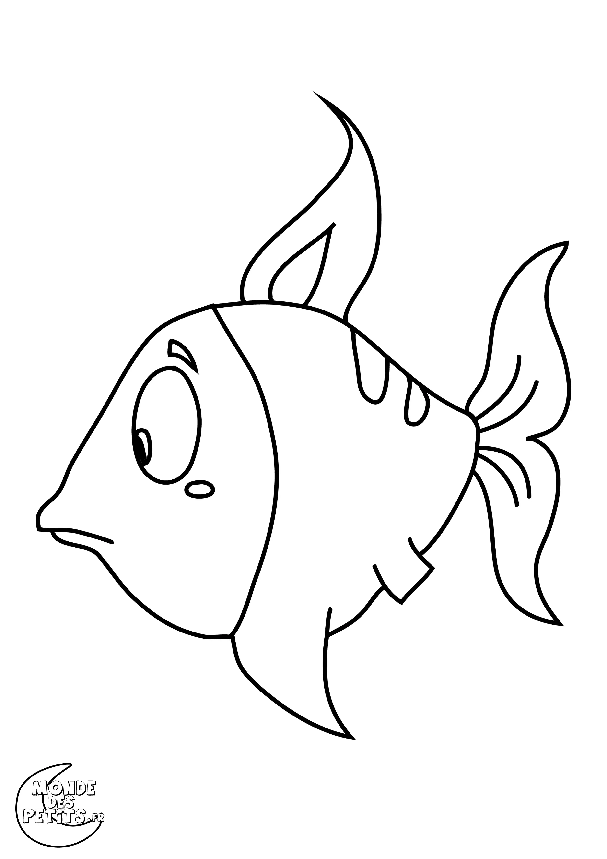 Coloriage Poisson tropical aux nageoires ondulantes - Poisson à imprimer