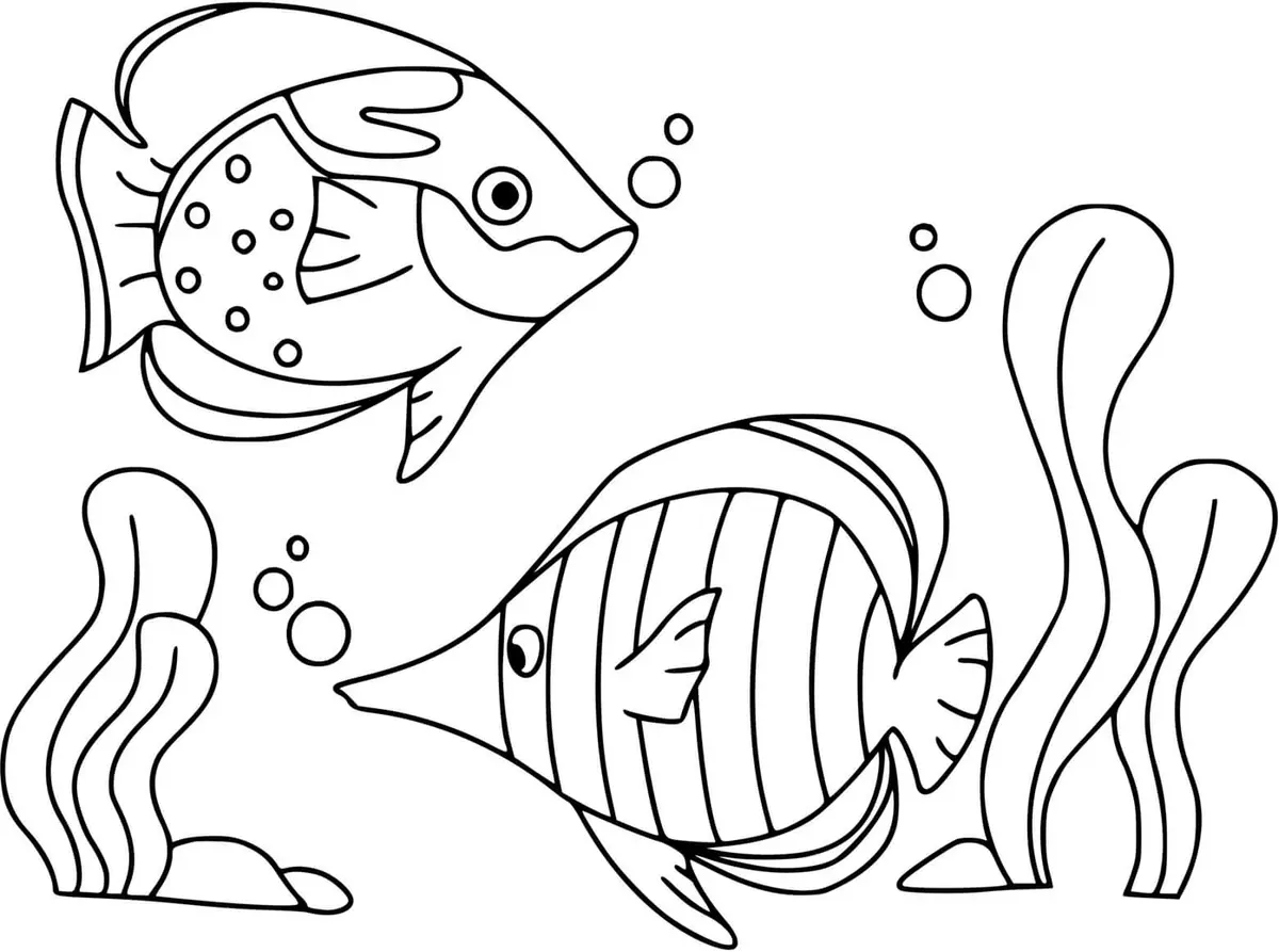 Dibujo de Pez en el fondo del mar para colorear