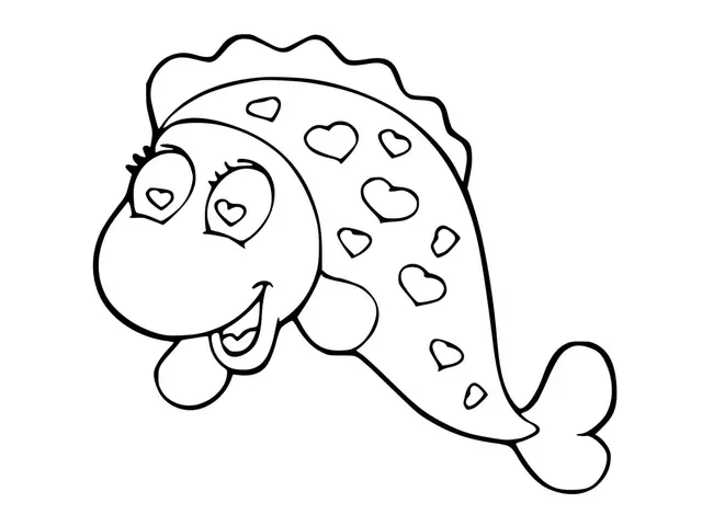 Coloriage Poisson Avec Des Cœurs - Poisson à imprimer