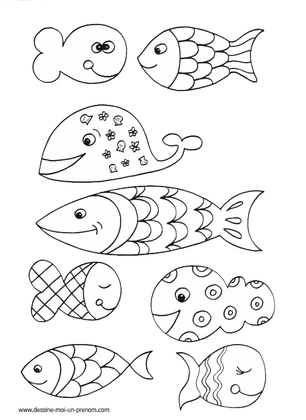 Coloriage Poisson d'avril rigolo aux grandes nageoires - Poisson à imprimer