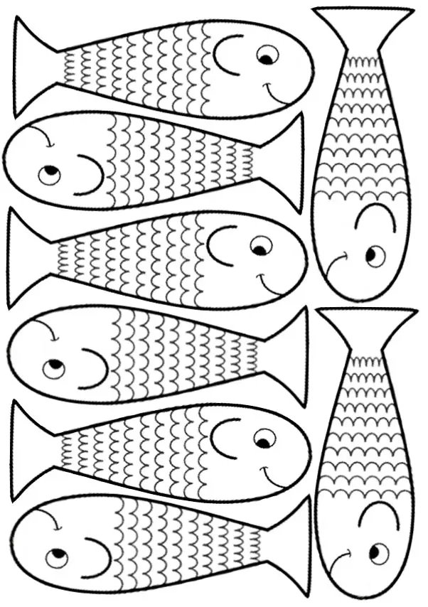 Coloriage Poisson d'avril espiègle avec nageoires ondulantes - Poisson à imprimer