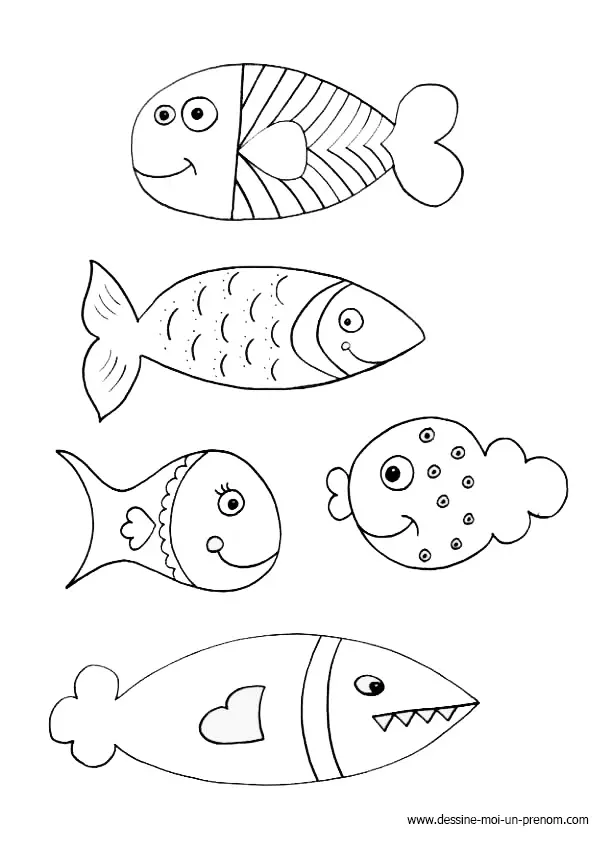 Coloriage Poisson d'avril nageant en eaux joyeuses - Poisson à imprimer