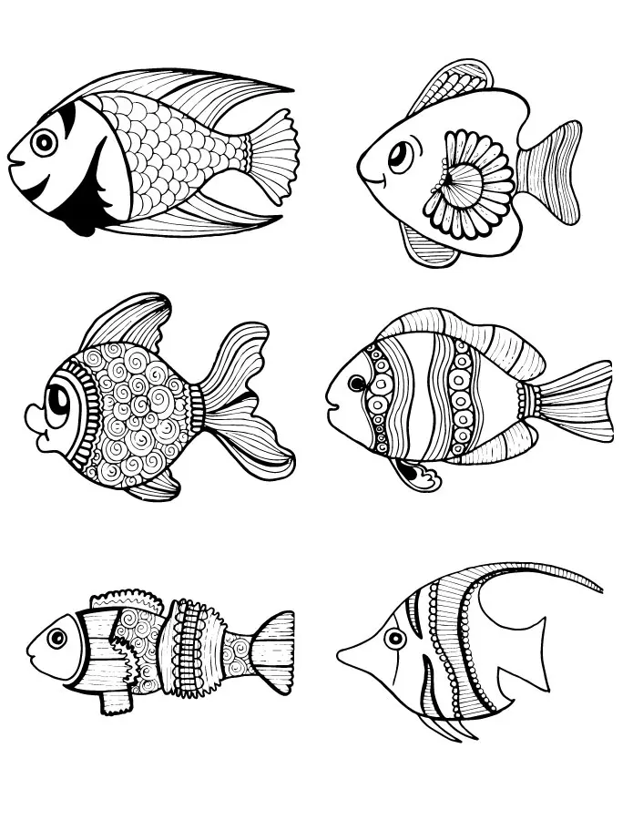 Fish and Aquatic Animals coloring page to print