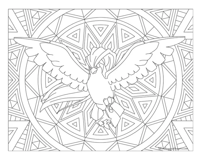 Ausmalbild Pokémon Mandala Ausmalbilder – Pidgeot zum Ausdrucken