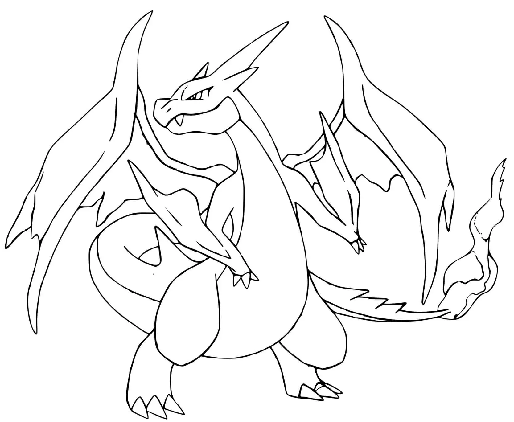 Coloriage Dracaufeu Mega Évolution Y en combat - Dracaufeu à imprimer