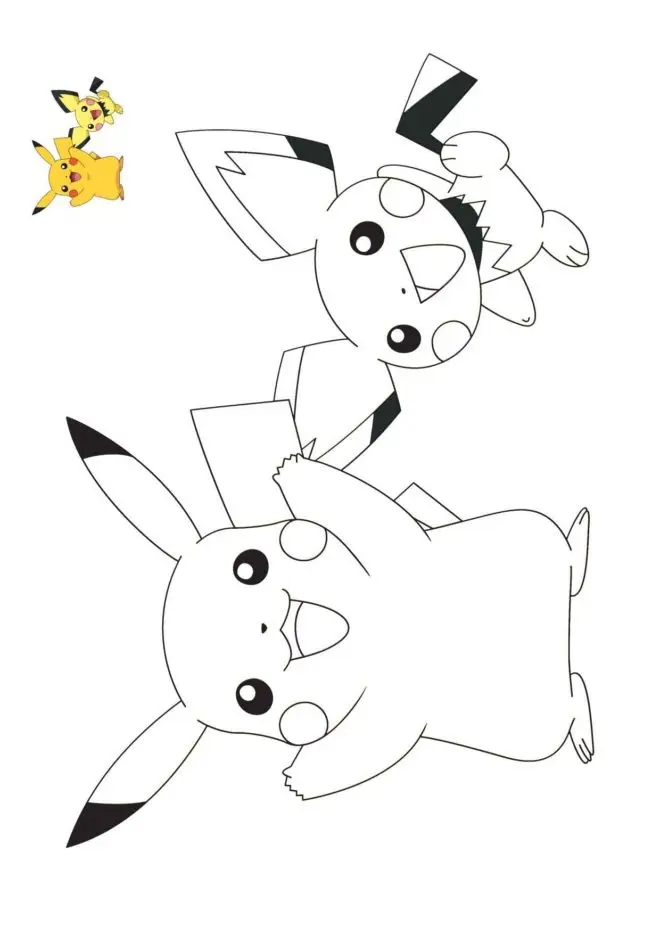 Pikachu and Raichu coloring page to print