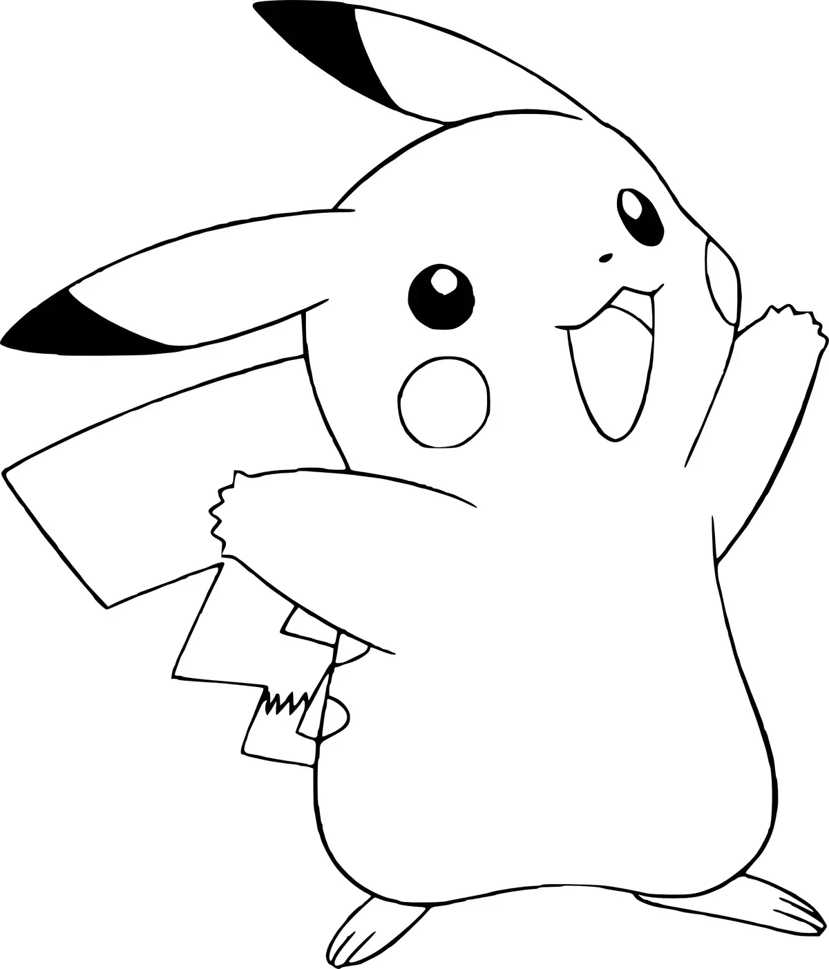 Pikachu Saying Hello coloring page to print