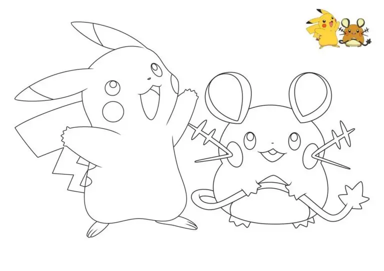Pikachu and Raichu Pokémon coloring page to print