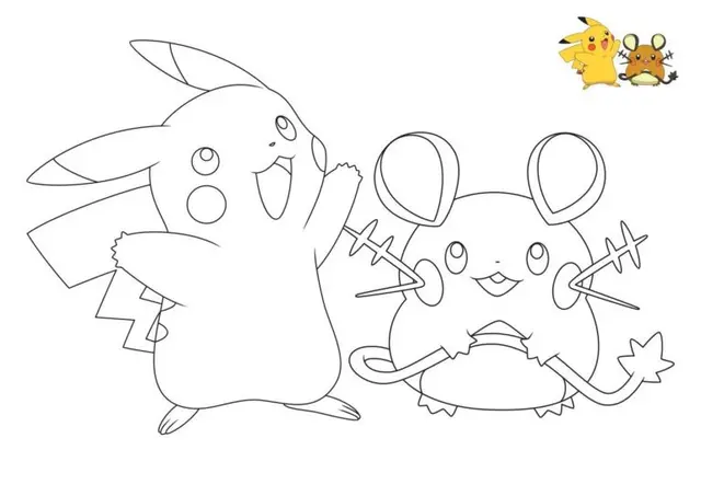 Coloriage Pokemon Pikachu Raichu - Pokémon à imprimer