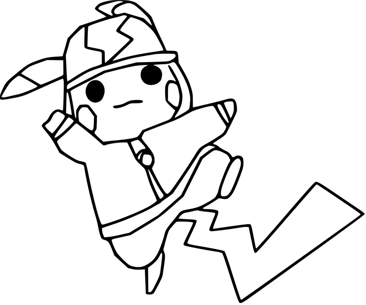 Pikachu Rapper with Cap – Pokémon Unite coloring page to print