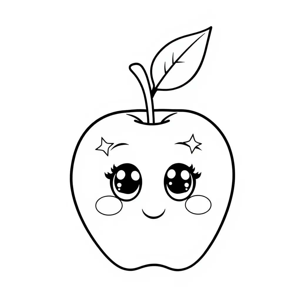 Coloriage Pomme 2 Fruit Kawaii - Kawaii fruits à imprimer