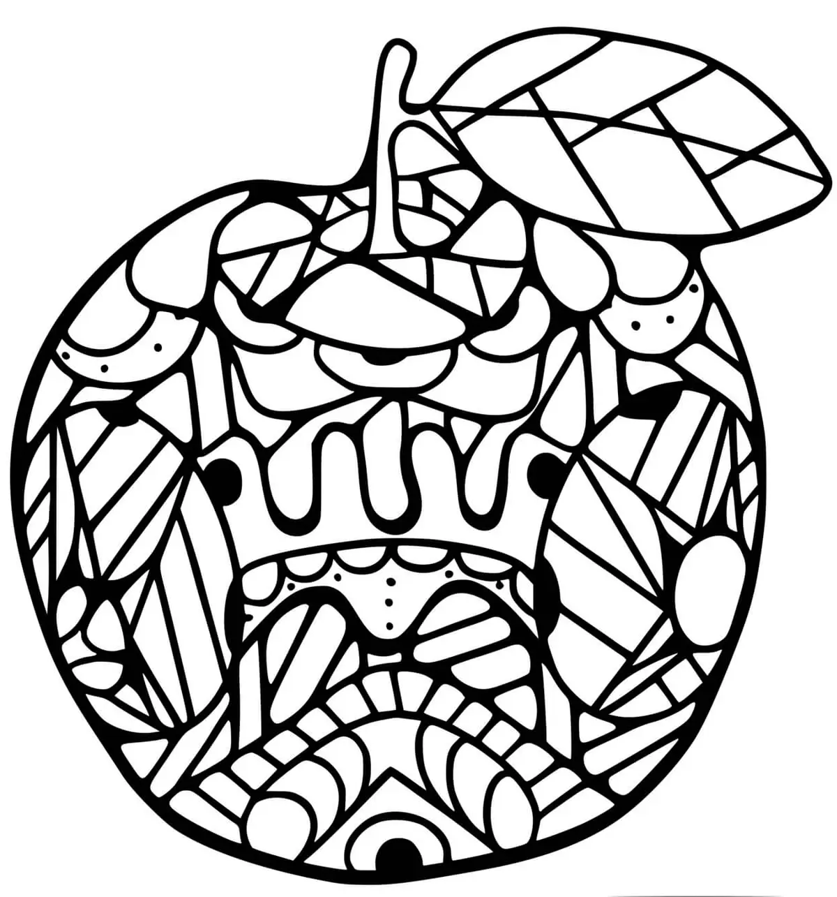 Apple Fruit Mandala coloring page to print