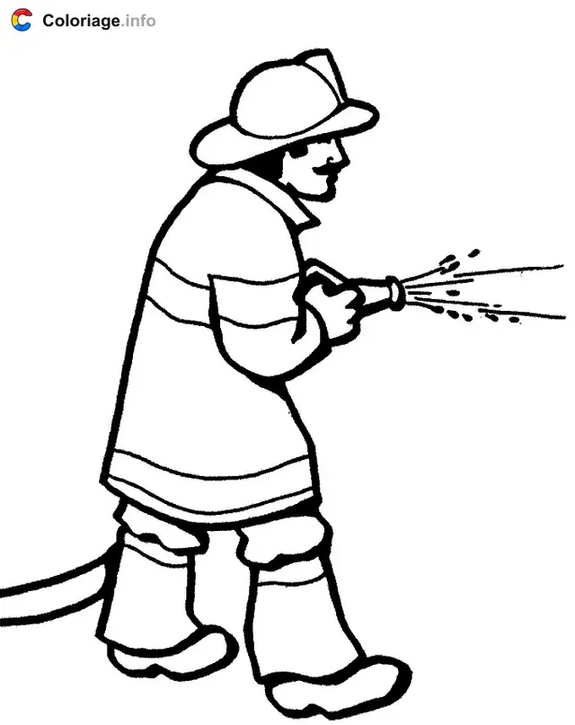Coloriage Pompier - Métiers & Vie quotidienne à imprimer