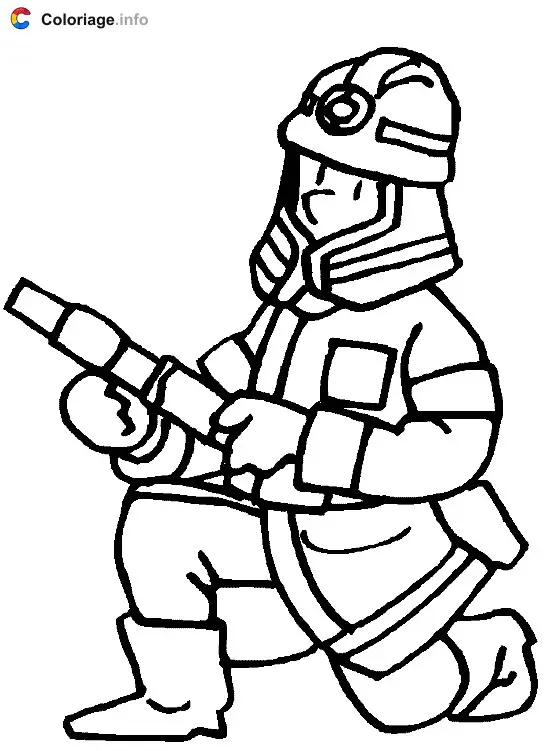 Firefighter Kneeling coloring page to print