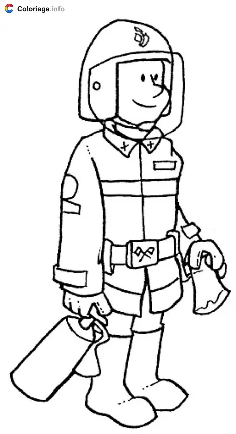 Firefighter with Fire Extinguisher coloring page to print