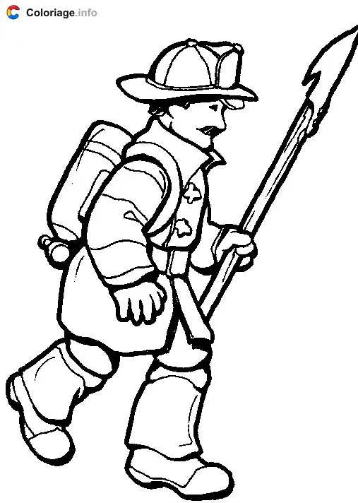 Firefighter with Oxygen Bottle coloring page to print