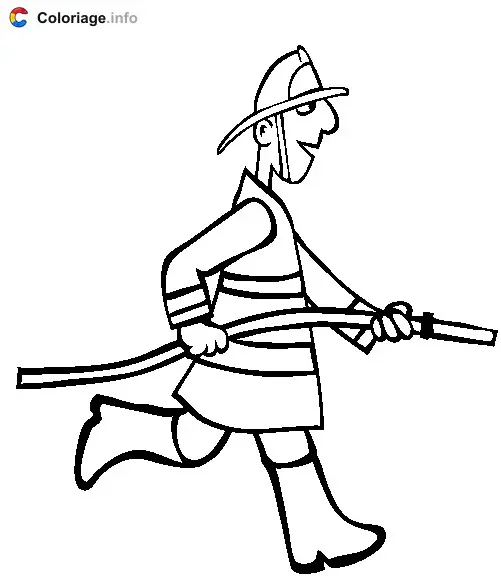 Firefighter with Water Hose coloring page to print