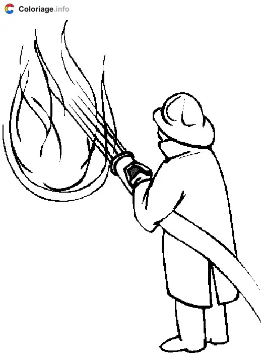 Firefighter Putting Out a Fire coloring page to print