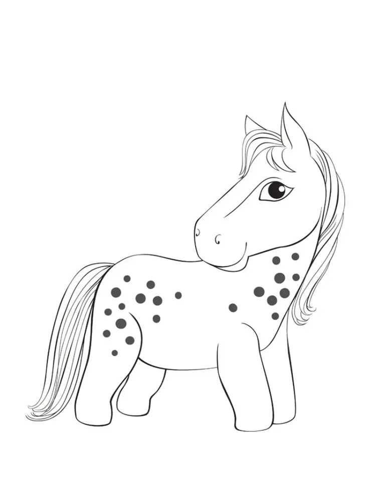 Coloriage Poney Avec Taches Noirs - Poney à imprimer