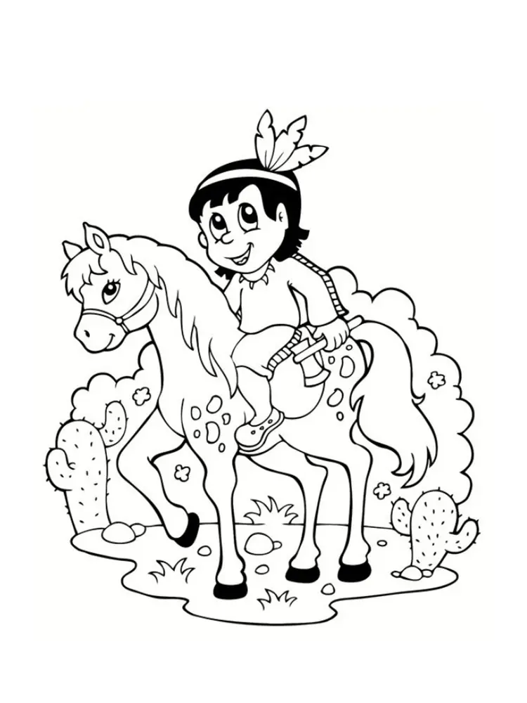Coloriage Poney Indien - Poney à imprimer