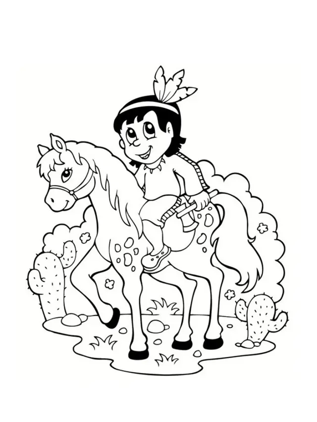 Coloriage Poney Indien - Poney à imprimer