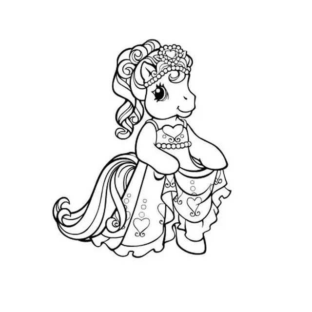 Coloriage Poney Princesse - Poney à imprimer
