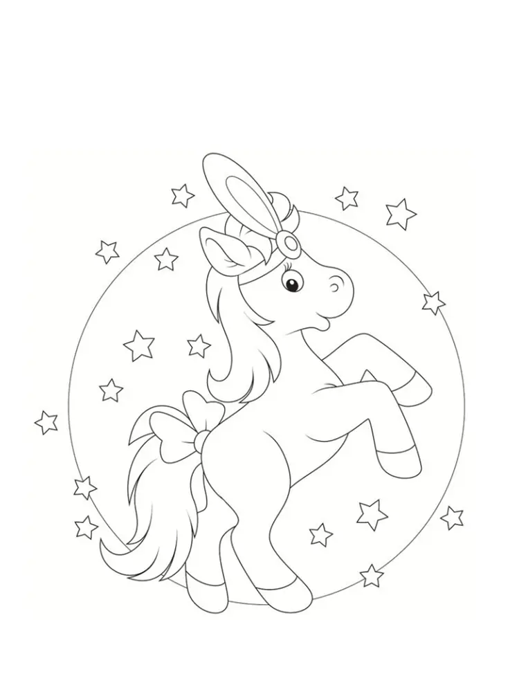 Disegno di Pony Star con le Stelle da stampare