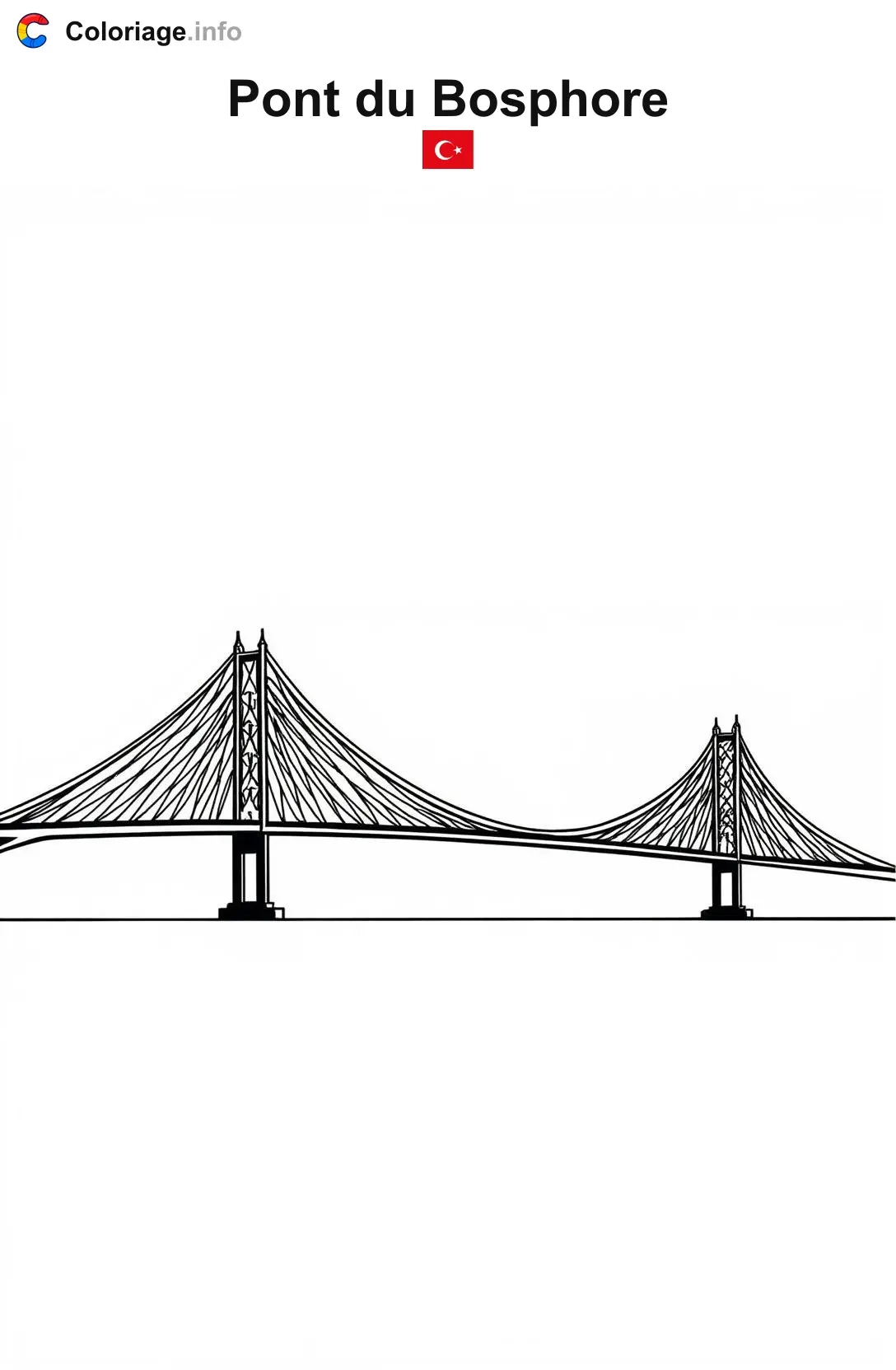 Coloriage Pont du Bosphore Turquie - Monuments à imprimer
